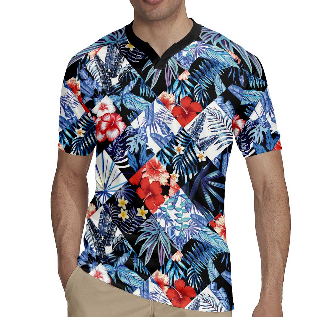 Hawaii Tropicana Blue Pattern Rugby Jersey LT01 - Polynesian Pride