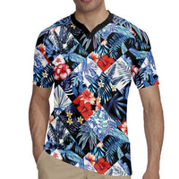 Hawaii Tropicana Blue Pattern Rugby Jersey LT01 - Polynesian Pride