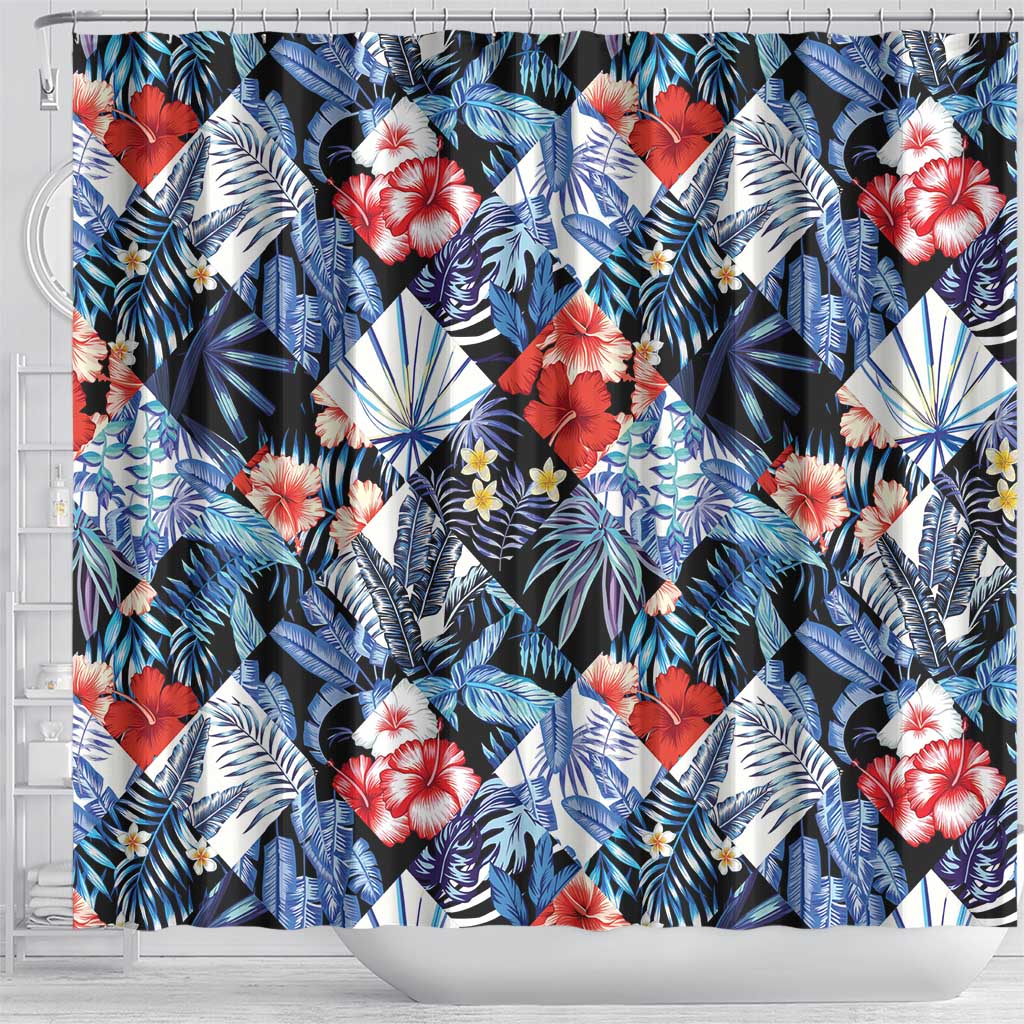 Hawaii Tropicana Blue Pattern Shower Curtain LT01 - Polynesian Pride