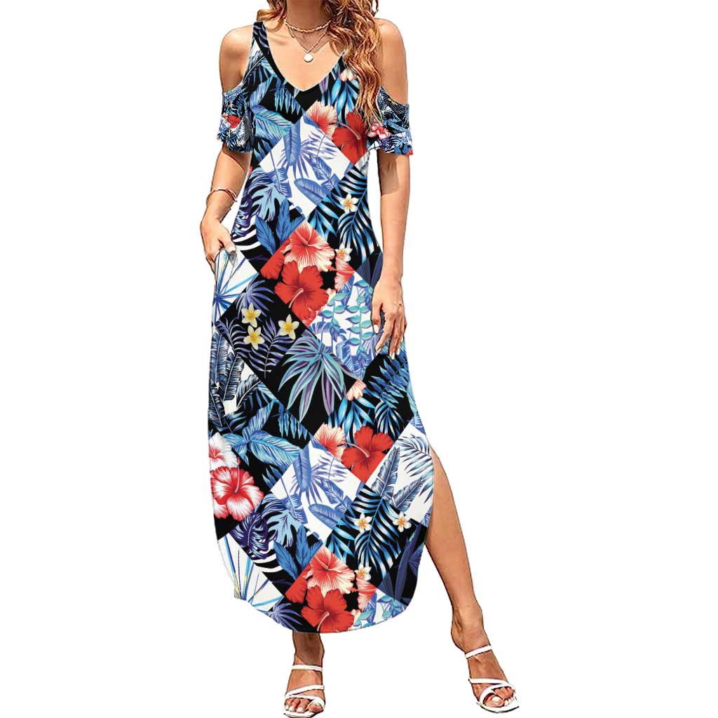 Hawaii Tropicana Blue Pattern Summer Maxi Dress LT01 Women Blue - Polynesian Pride