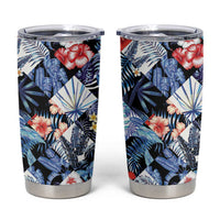 Hawaii Tropicana Blue Pattern Tumbler Cup LT01 Blue - Polynesian Pride