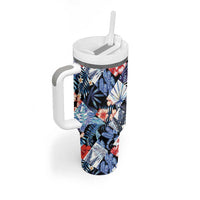 Hawaii Tropicana Blue Pattern Tumbler With Handle LT01 - Polynesian Pride