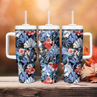 Hawaii Tropicana Blue Pattern Tumbler With Handle LT01 - Polynesian Pride