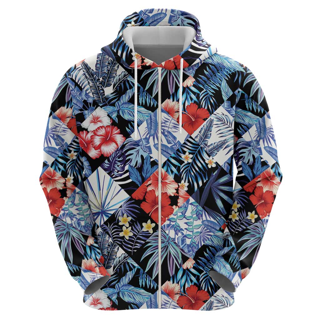 Hawaii Tropicana Blue Pattern Zip Hoodie LT01 - Polynesian Pride