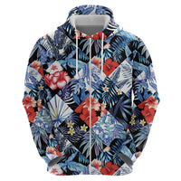Hawaii Tropicana Blue Pattern Zip Hoodie LT01 - Polynesian Pride