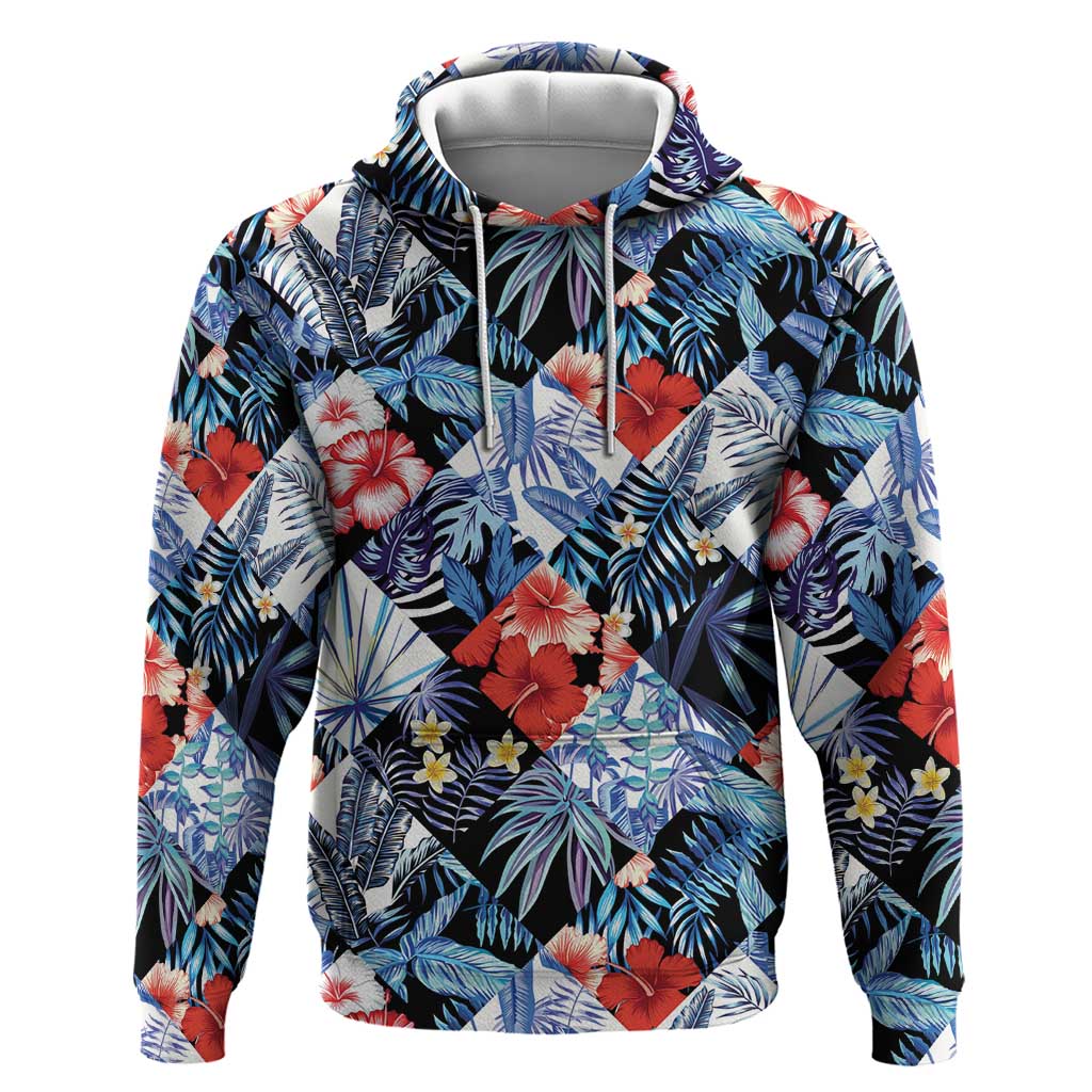 Hawaii Tropicana Blue Pattern Zip Hoodie LT01 Pullover Hoodie Blue - Polynesian Pride