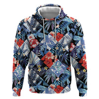 Hawaii Tropicana Blue Pattern Zip Hoodie LT01 Pullover Hoodie Blue - Polynesian Pride