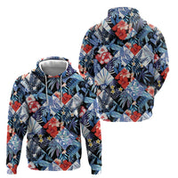 Hawaii Tropicana Blue Pattern Zip Hoodie LT01 - Polynesian Pride