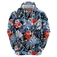 Hawaii Tropicana Blue Pattern Zip Hoodie LT01 - Polynesian Pride