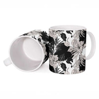 Black White Monotone Tropical Flowers Pattern Ceramic Mug LT01 - Polynesian Pride