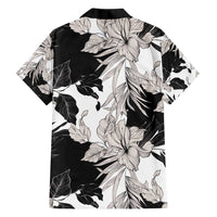 Black White Monotone Tropical Flowers Pattern Hawaiian Shirt LT01 - Polynesian Pride