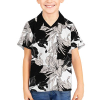 Black White Monotone Tropical Flowers Pattern Hawaiian Shirt LT01 - Polynesian Pride