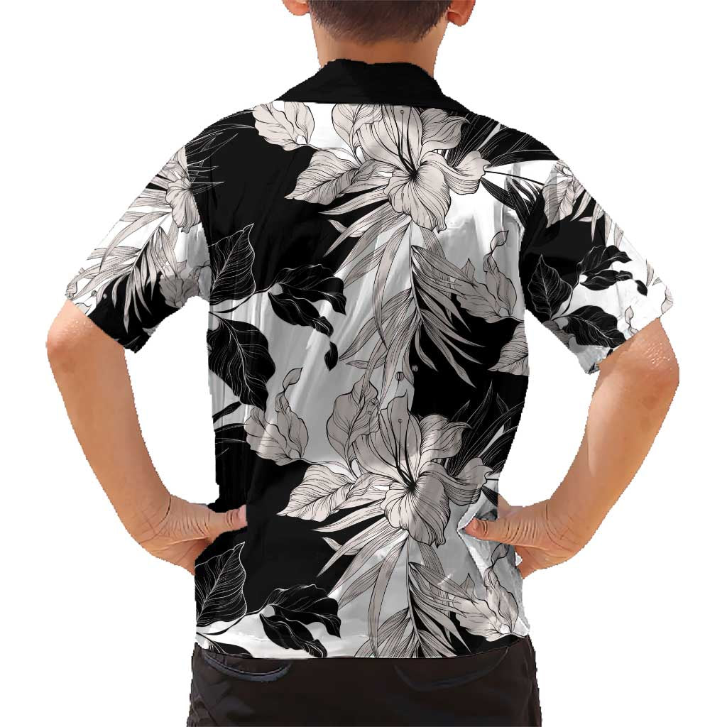 Black White Monotone Tropical Flowers Pattern Hawaiian Shirt LT01 - Polynesian Pride