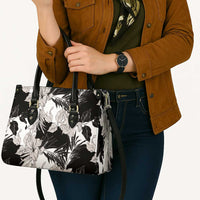 Black White Monotone Tropical Flowers Pattern Leather Bag LT01 - Polynesian Pride