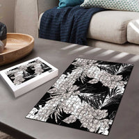 Black White Monotone Tropical Flowers Pattern Puzzle LT01 - Polynesian Pride