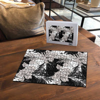 Black White Monotone Tropical Flowers Pattern Puzzle LT01 - Polynesian Pride