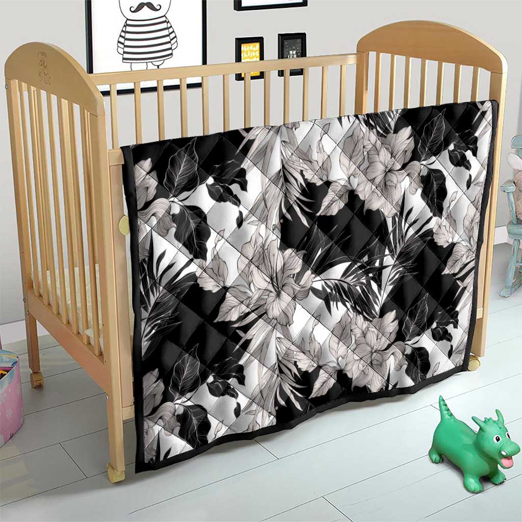 Black White Monotone Tropical Flowers Pattern Quilt LT01 - Polynesian Pride