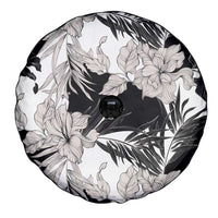 Black White Monotone Tropical Flowers Pattern Spare Tire Cover LT01 - Polynesian Pride