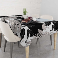 Black White Monotone Tropical Flowers Pattern Tablecloth LT01 - Polynesian Pride