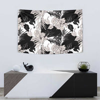 Black White Monotone Tropical Flowers Pattern Tapestry LT01 - Polynesian Pride