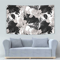 Black White Monotone Tropical Flowers Pattern Tapestry LT01 - Polynesian Pride