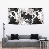 Black White Monotone Tropical Flowers Pattern Tapestry LT01 - Polynesian Pride