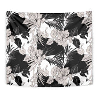 Black White Monotone Tropical Flowers Pattern Tapestry LT01 - Polynesian Pride