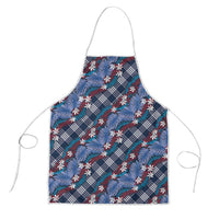 Polynesian Monstera Tiare Floral Apron Royal Blue Tropical Plaid LT01 Blue - Polynesian Pride