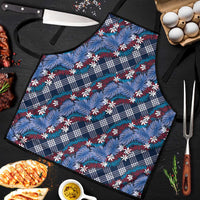 Polynesian Monstera Tiare Floral Apron Royal Blue Tropical Plaid LT01 Blue - Polynesian Pride