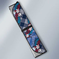 Polynesian Monstera Tiare Floral Auto Sun Shade Royal Blue Tropical Plaid LT01 - Polynesian Pride