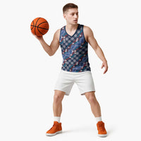 Polynesian Monstera Tiare Floral Basketball Jersey Royal Blue Tropical Plaid LT01 - Polynesian Pride