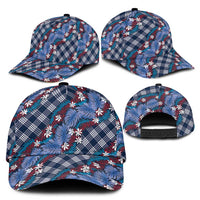 Polynesian Monstera Tiare Floral Classic Cap Royal Blue Tropical Plaid LT01 - Polynesian Pride
