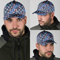 Polynesian Monstera Tiare Floral Classic Cap Royal Blue Tropical Plaid LT01 - Polynesian Pride