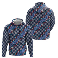 Polynesian Monstera Tiare Floral Hoodie Royal Blue Tropical Plaid LT01 - Polynesian Pride
