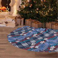 Polynesian Monstera Tiare Floral Tree Skirt Royal Blue Tropical Plaid LT01 - Polynesian Pride