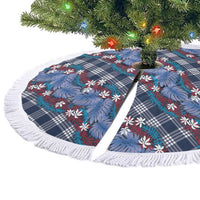 Polynesian Monstera Tiare Floral Tree Skirt Royal Blue Tropical Plaid LT01 - Polynesian Pride