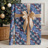 Polynesian Monstera Tiare Floral Wrapping Paper Royal Blue Tropical Plaid LT01 - Polynesian Pride