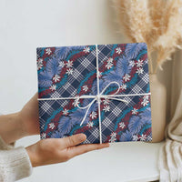 Polynesian Monstera Tiare Floral Wrapping Paper Royal Blue Tropical Plaid LT01 - Polynesian Pride