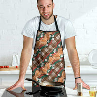 Polynesian Monstera Tiare Floral Apron Chocolate Brown Tropical Plaid LT01 - Polynesian Pride