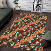 Polynesian Monstera Tiare Floral Area Rug Chocolate Brown Tropical Plaid LT01 Brown - Polynesian Pride