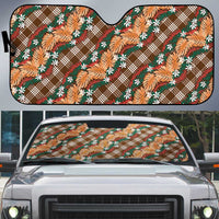 Polynesian Monstera Tiare Floral Auto Sun Shade Chocolate Brown Tropical Plaid LT01 Brown - Polynesian Pride