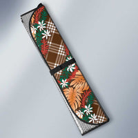 Polynesian Monstera Tiare Floral Auto Sun Shade Chocolate Brown Tropical Plaid LT01 - Polynesian Pride