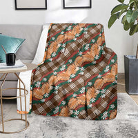 Polynesian Monstera Tiare Floral Blanket Chocolate Brown Tropical Plaid LT01 - Polynesian Pride