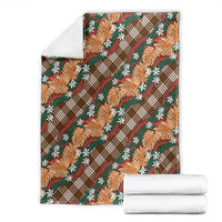 Polynesian Monstera Tiare Floral Blanket Chocolate Brown Tropical Plaid LT01 - Polynesian Pride