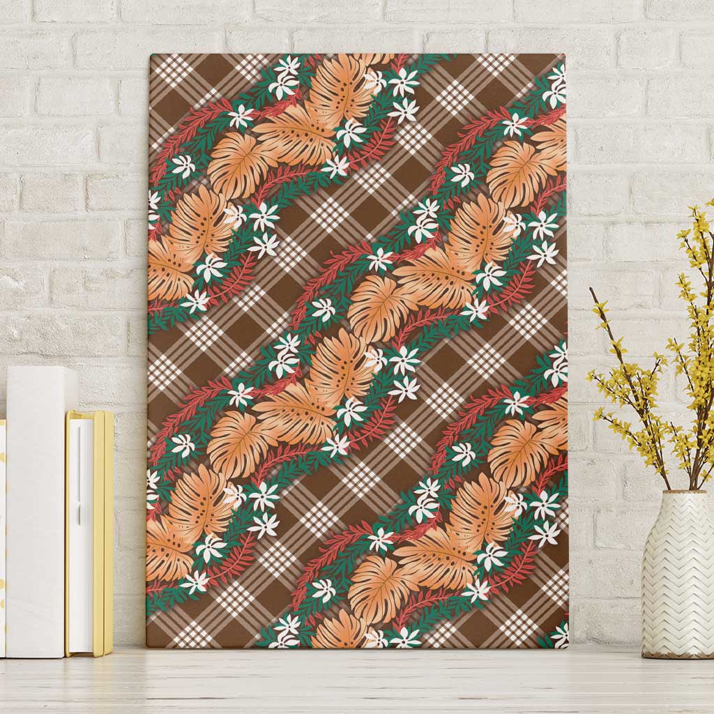 Polynesian Monstera Tiare Floral Canvas Wall Art Chocolate Brown Tropical Plaid LT01 Without Frame Brown - Polynesian Pride