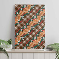 Polynesian Monstera Tiare Floral Canvas Wall Art Chocolate Brown Tropical Plaid LT01 - Polynesian Pride