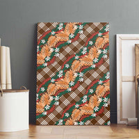 Polynesian Monstera Tiare Floral Canvas Wall Art Chocolate Brown Tropical Plaid LT01 - Polynesian Pride