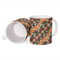 Polynesian Monstera Tiare Floral Ceramic Mug Chocolate Brown Tropical Plaid LT01 - Polynesian Pride