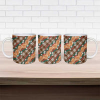 Polynesian Monstera Tiare Floral Ceramic Mug Chocolate Brown Tropical Plaid LT01 - Polynesian Pride