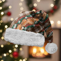 Polynesian Monstera Tiare Floral Christmas Santa Hat Chocolate Brown Tropical Plaid LT01 With Fur Brown - Polynesian Pride